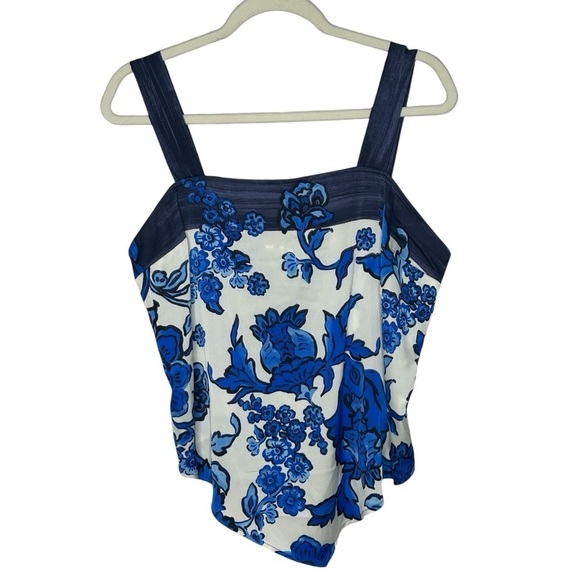 Rachel Zoe Blue and White Floral Tank Top - Picture 1 of 12